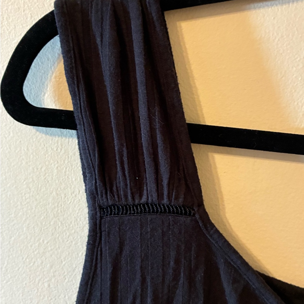 Candie's Black Tie-Front Black Ribbed Tank Top Coquette Peasant Boho Coquette - Picture 4 of 8